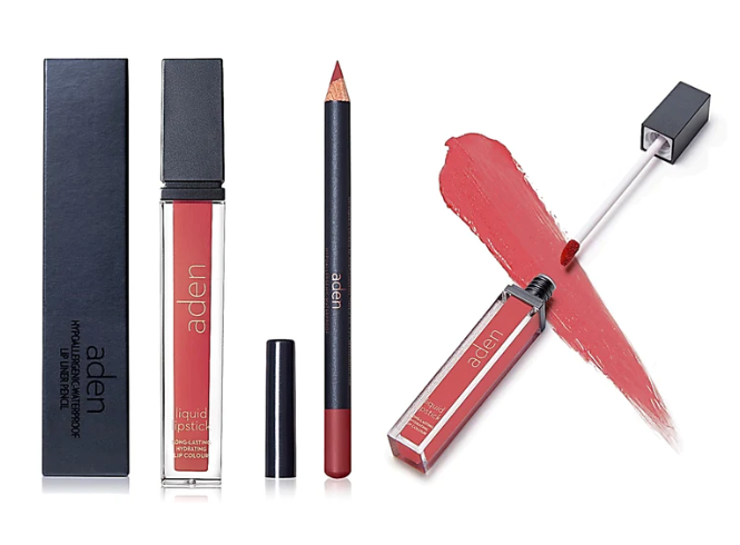 aden kit de labial (labial liquido + delineador)