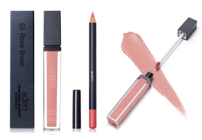 aden kit de labial (labial liquido + delineador)