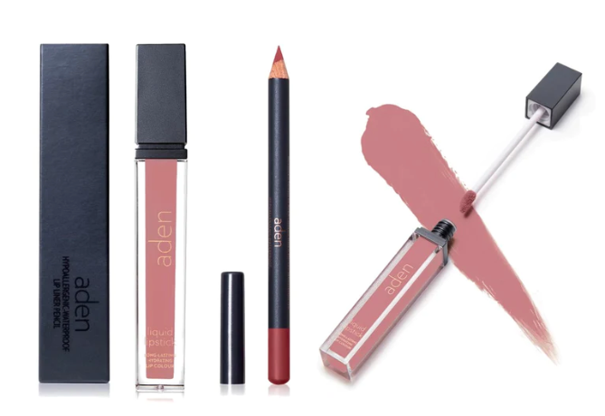 aden kit de labial (labial liquido + delineador)
