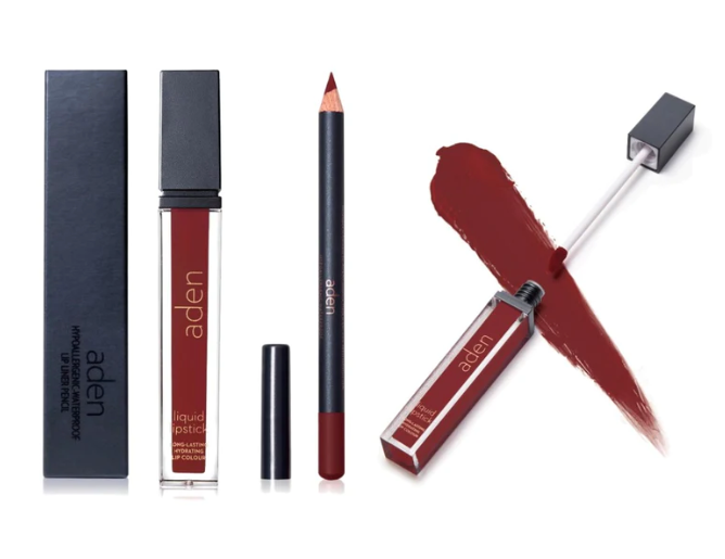 aden kit de labial (labial liquido + delineador)