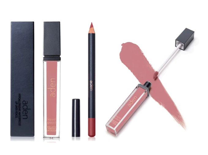 aden kit de labial (labial liquido + delineador)
